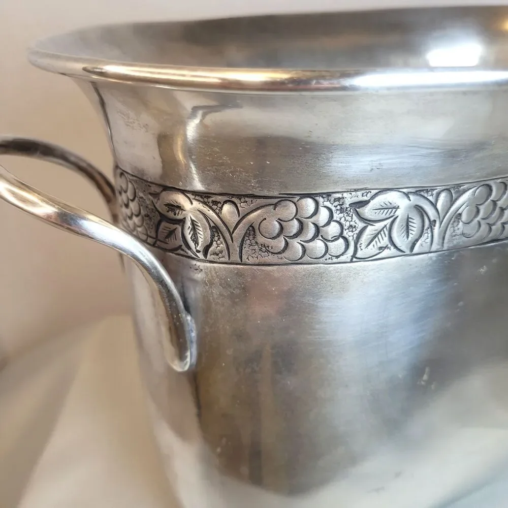 Vintage Pottery Barn Pewter Wine Bottle Champagne Chiller Holder Ice Bucket